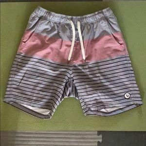 Vuori Gray and Pink Athletic Shorts